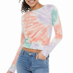Tie Dye Smocked Top So Long Sleeve Super Cozy Sweater Size Small Junior